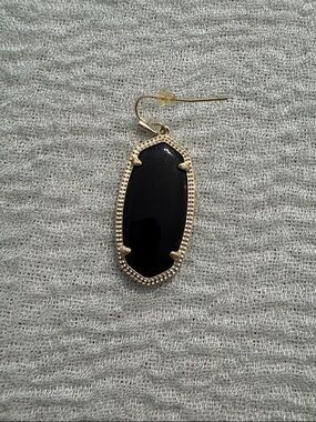 Kendra Scott Gold Frame Black Stone Drop Earring - Women Jewelry